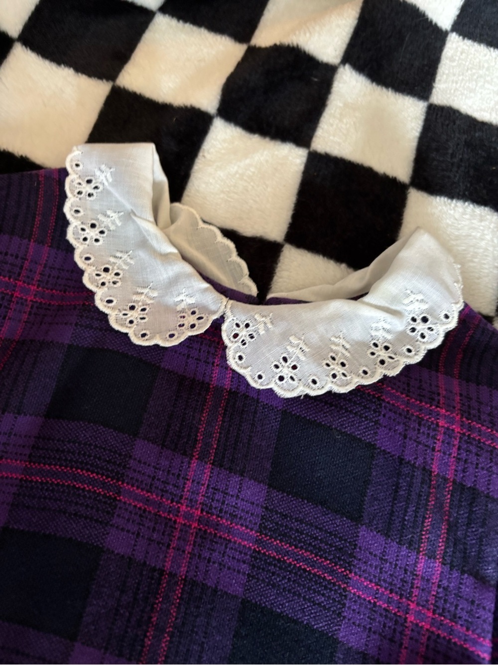 Vintage size 7 girls purple plaid dress - Picture 3 of 5
